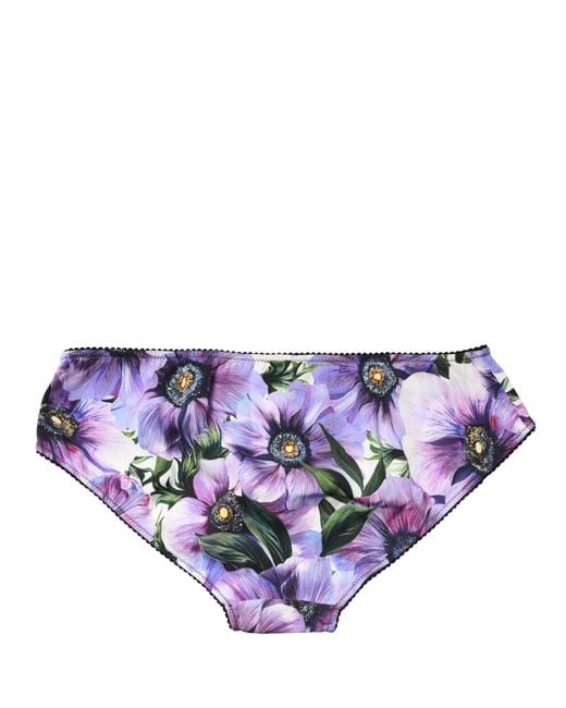 Dolce & Gabbana White Multicolor Floral Mid Waist Brief Panty Underwear