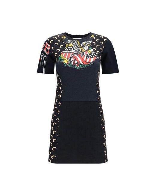 MARINE SERRE Black Cotton Casual Dress