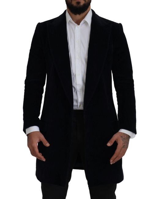 Dolce & Gabbana Black Cotton Cardigan Long Coat Jacket for men