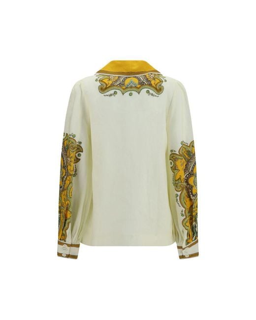 ALÉMAIS Green Beige Linen Pattern Shirt