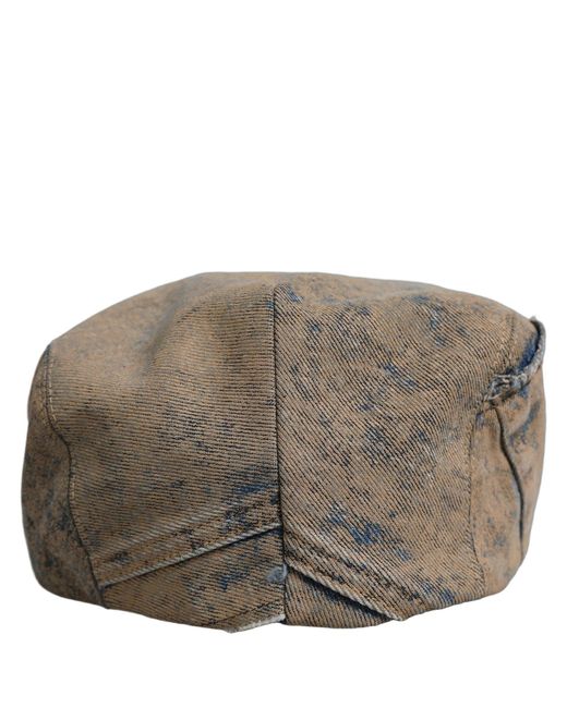 Dolce & Gabbana Black Brown Cotton Denim Newsboy Capello Cabbie Hat for men