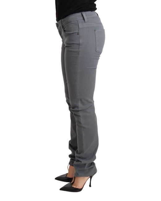 Ermanno Scervino Black Gray Low Waist Skinny Slim Trouser Cotton Jeans