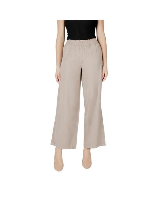 ONLY Natural Beige Viscose Casual Pants