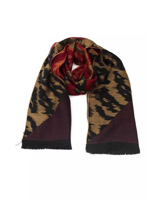 Roberto Cavalli Red Exotic Animalier Fantasy Logo Scarf for men