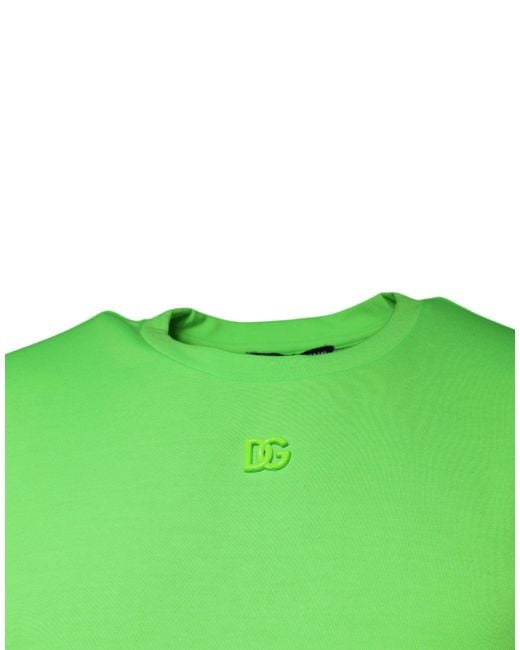 Dolce & Gabbana Green Logo Round Neck Short Sleeves T-Shirt for men