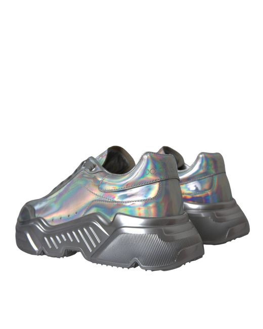 Dolce & Gabbana Gray Iridescent Daymaster Leather Sneakers Shoes