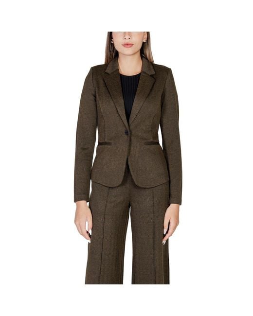 Ichi Brown Green Polyester Suits & Blazer