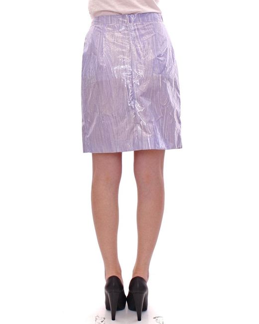 Licia Florio Viscose Above-knee Wrap Skirt Purple Gss10163