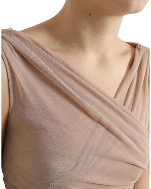 Dolce & Gabbana Natural Viscose V-Neck Sleeveless Tank Top