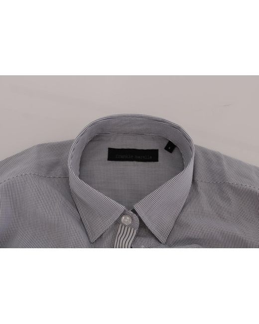 Frankie Morello Gray Check Regular Fit Shirt Blue Tsh1399 for men