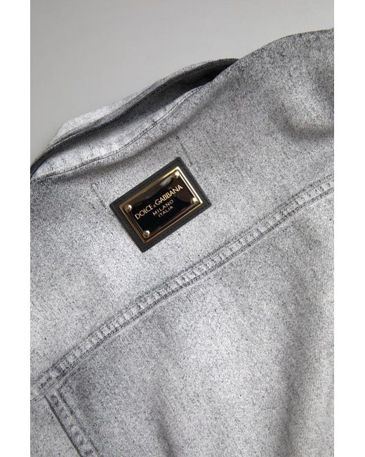 Dolce & Gabbana Gray Washed Cotton Stretch Denim Jacket for men