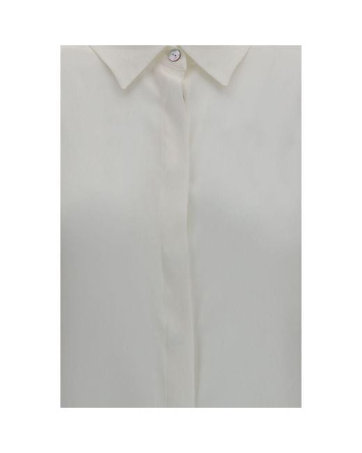 Ella Gray White Silk Dress Shirt