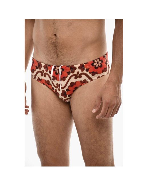 DSquared² Pink Floral Motif Slip Swimsuit for men