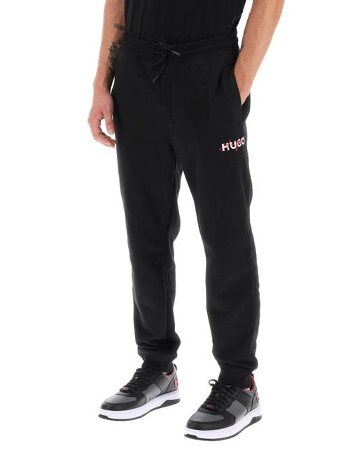 HUGO Black Hugo Drokko Double Logo Sweatpants for men