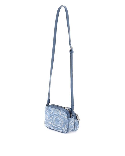 Versace Blue Baroque Messenger Bag for men