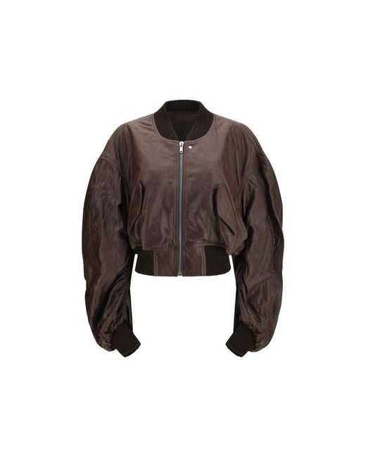 Rick Owens Brown Calf Leather Bos Taurus Bomber
