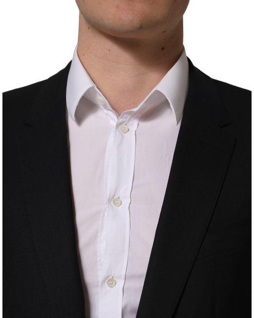 Dolce & Gabbana Black Dark Blue Wool Single Breasted Blazer Jacket for men