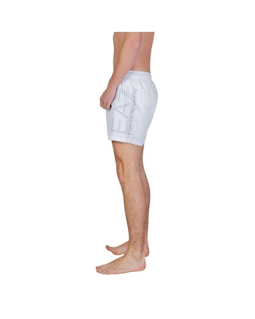 EA7 White Polyester Swim Shorts for men