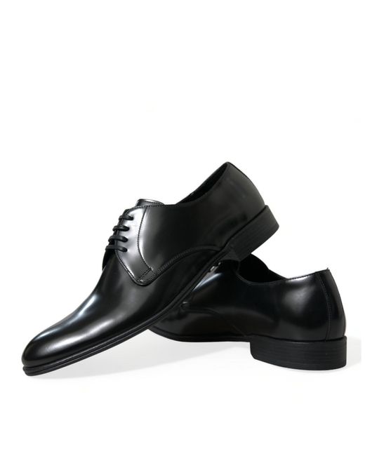 Dolce & Gabbana Black Leather Lace Up Men Dress Derby Shoes for men