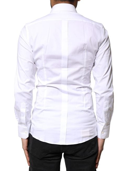 Dolce & Gabbana White Cotton Long Sleeves Dress Shirt for men