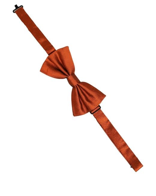 Dolce & Gabbana Men Orange 100% Silk Adjustable Neck Papillon Bow Tie for men
