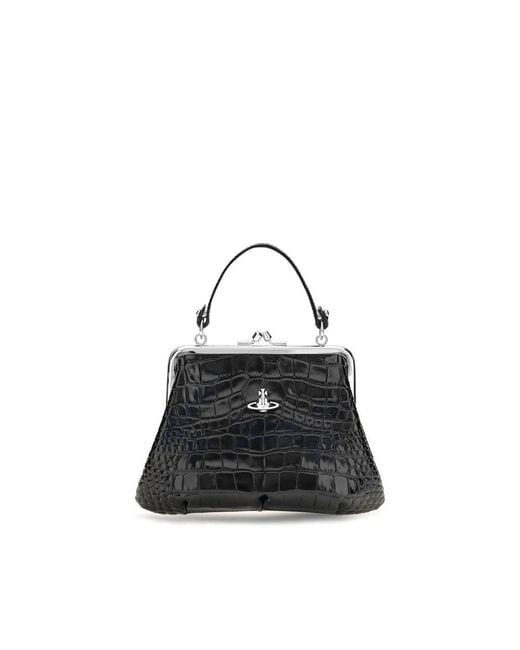 Vivienne Westwood Black Calf Leather Bos Taurus Shoulder Bag