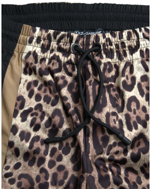 Dolce & Gabbana Black Leopard Print Polyester Jogger Pants for men