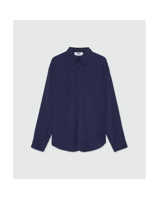 MSGM Blue Viscose Blouse for men