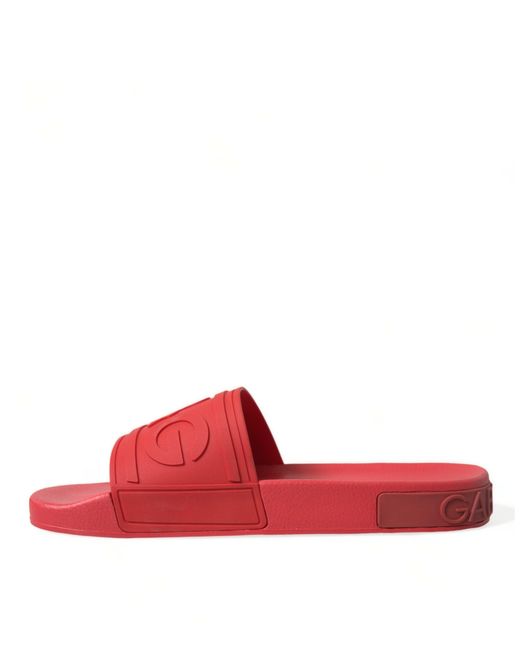 Dolce & Gabbana Red Rubber Sandals Slippers Beachwear Shoes for men