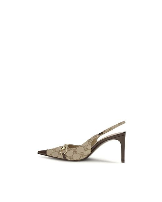 Gucci Metallic Beige Fabric High Heel Pumps