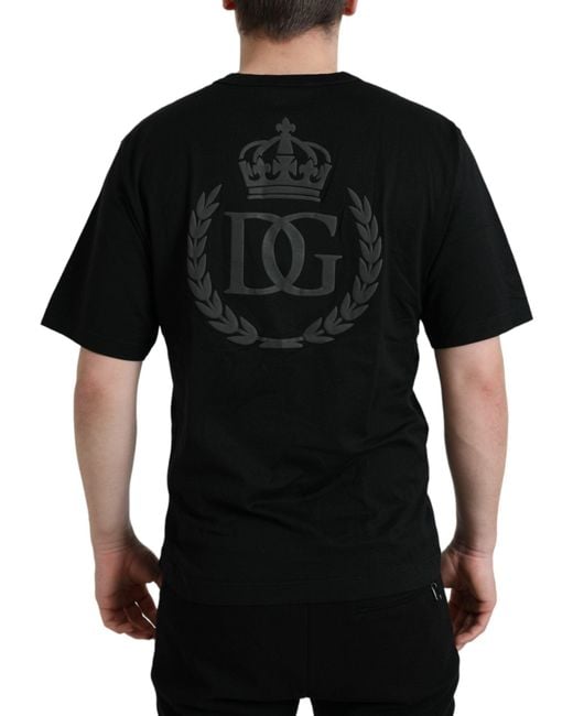 Dolce & Gabbana Black Logo Embossed Crew Neck Short Sleeves T-Shirt for men
