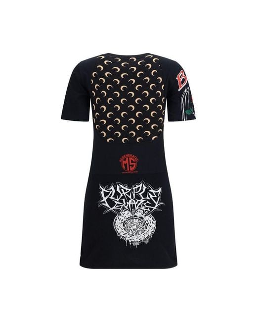 MARINE SERRE Black Cotton Casual Dress