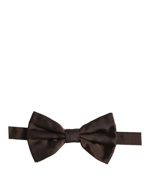 Dolce & Gabbana Black Men Brown 100% Silk Adjustable Neck Papillon Bow Tie for men