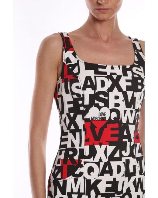 Love Moschino Red Chic Monochrome Dress With Accent