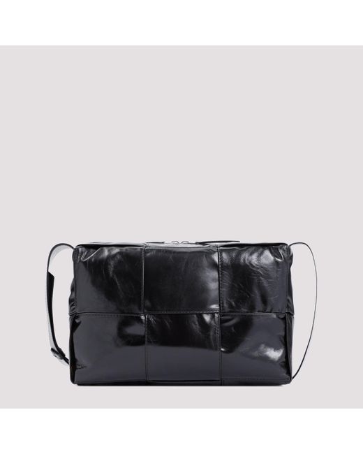 Bottega Veneta Black Silver Arco Calf Leather Camera Bag for men