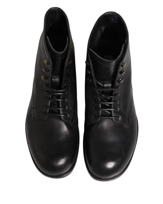 Dolce & Gabbana Black Lace Up Short Ankle Boots Men Shoes for men