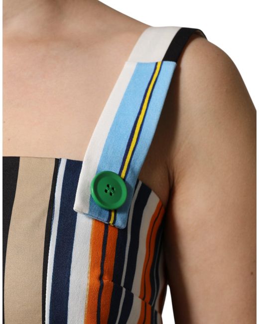 Dolce & Gabbana Red Multicolor Cotton Stripe Sleeveless Dress for men