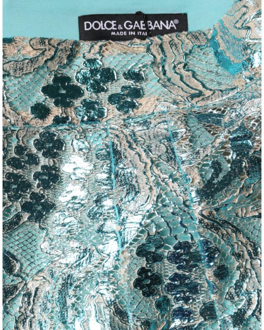 Dolce & Gabbana Blue Floral Brocade High Waist Mini Skirt