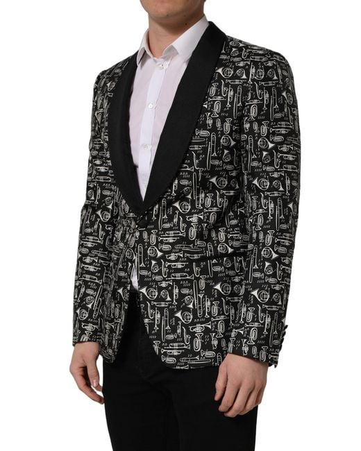 Dolce & Gabbana Black Crystal Embellished Coat Blazer Jacket for men