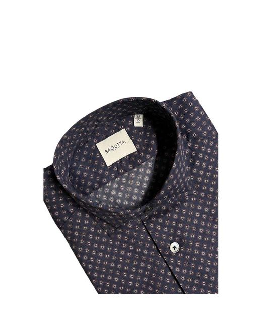 Bagutta Blue Cotton Slim Fit Shirt for men