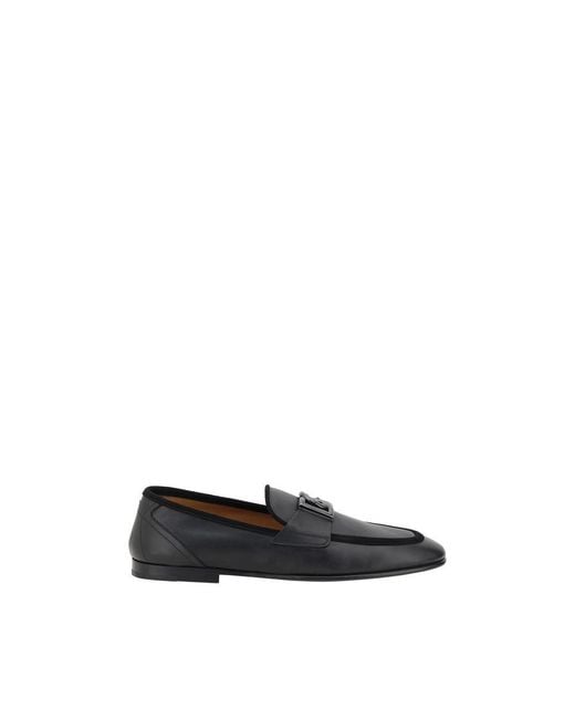 Dolce & Gabbana Black Calf Leather Bos Taurus Slip for men