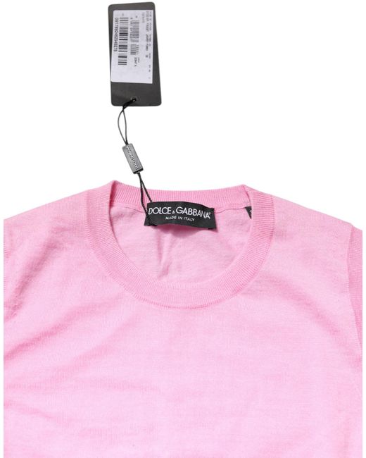 Dolce & Gabbana Pink Cashmere Round Neck Sleeveless Tank Top for men