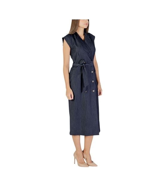 Ichi Blue Polyester Long Dress