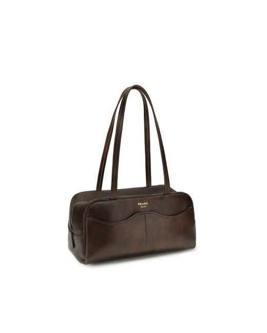 Prada Brown Calf Leather Bos Taurus Shoulder Bag