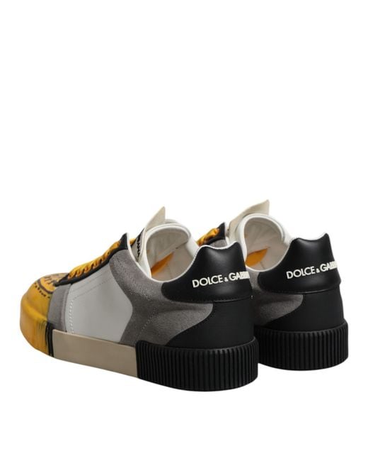 Dolce & Gabbana Yellow Leather Dna Low Top Sneakers Shoes for men