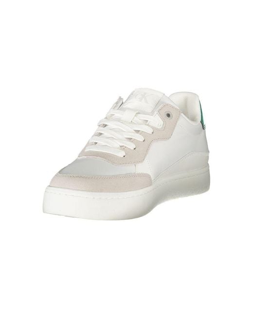 Calvin Klein White Low Top Laceup Sneakers for men