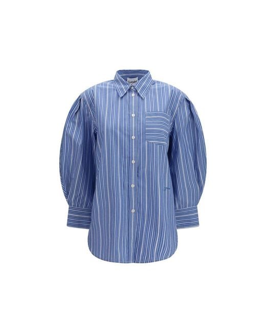 Ganni Blue Cotton Shirt