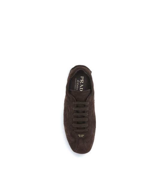 Prada Brown Calf Leather Bos Taurus Athletic Sneakers for men