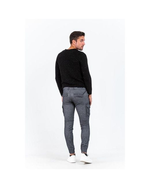 Gas Black Gray Cotton Cargo Pants for men