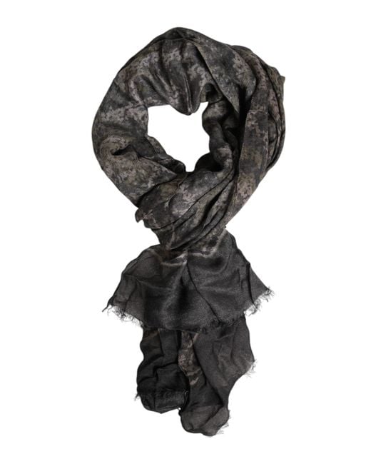Dolce & Gabbana Black Camouflage Neck Warmer Wrap Foulard Scarf for men